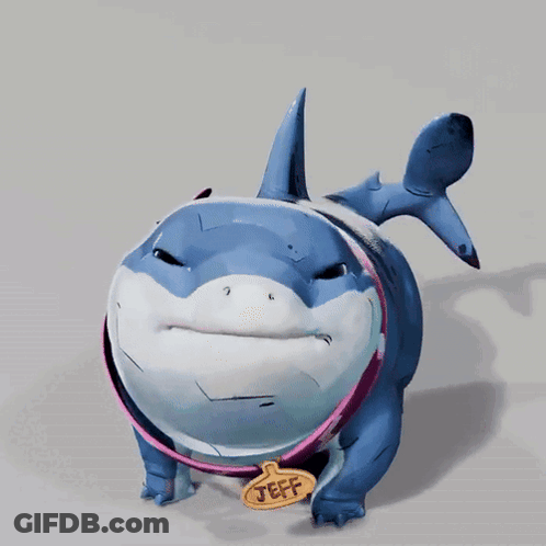 A Shark With A Name Tag That Says Jeff On It GIF