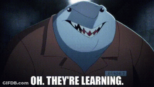 A Shark With The Words Oh They 'Re Learning On It GIF