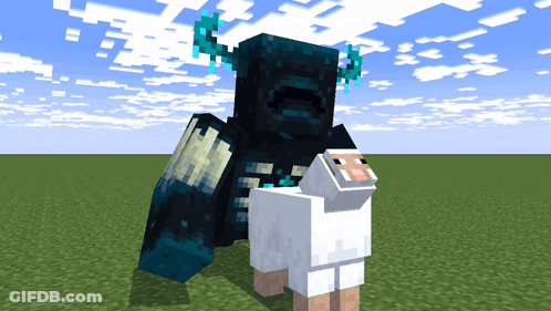 A Sheep Is Being Held By A Monster In A Minecraft Video Game GIF