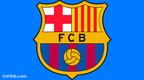 A Shield With A Soccer Ball And The Words Fcb On It GIF
