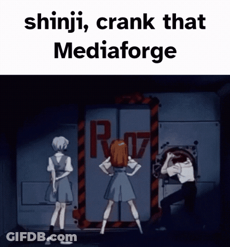A Shinji , Crank That Mediaforge Meme With Three Anime Characters Standing In A Dark Room GIF