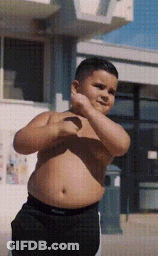 Shirtless Boy With Big Belly Dancing GIF