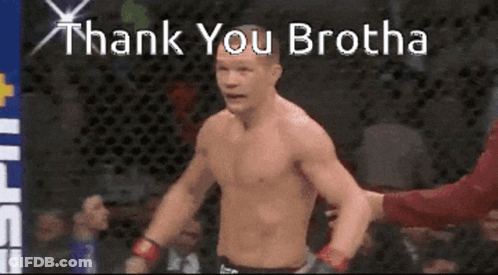 A Shirtless Fighter Stands In Front Of A Crowd With The Words Thank You Brotha GIF