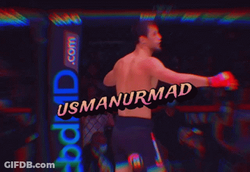 A Shirtless Fighter With The Name Usmanurmad On The Bottom GIF