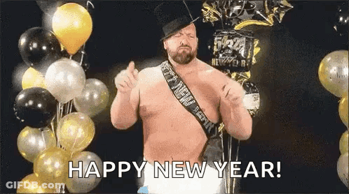 A Shirtless Man In A Top Hat Is Standing In Front Of Balloons And Giving A Thumbs Up . GIF