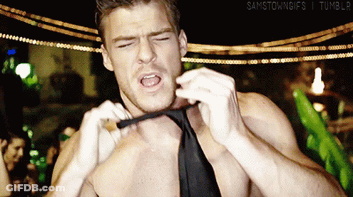 A Shirtless Man Is Adjusting His Tie With The Words Samstowngifs I Tumblr Written Below Him GIF