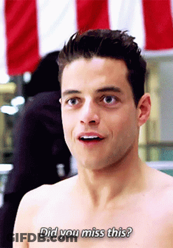 A Shirtless Man Is Asking If He Missed Something GIF
