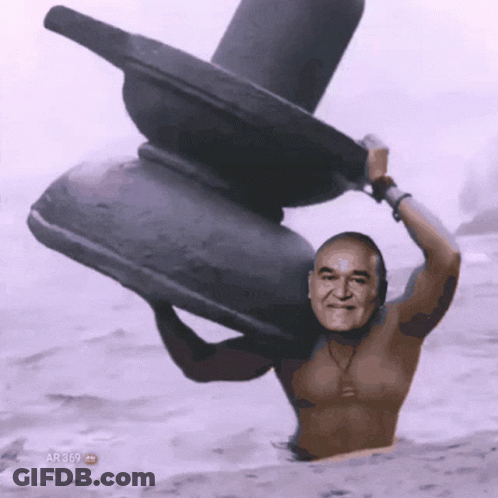 A Shirtless Man Is Carrying A Large Statue On His Shoulders And The Bottom Of The Image Says Ar369 GIF