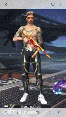 A Shirtless Man Is Holding A Gun And Wearing Sunglasses And A Chain Around His Neck GIF