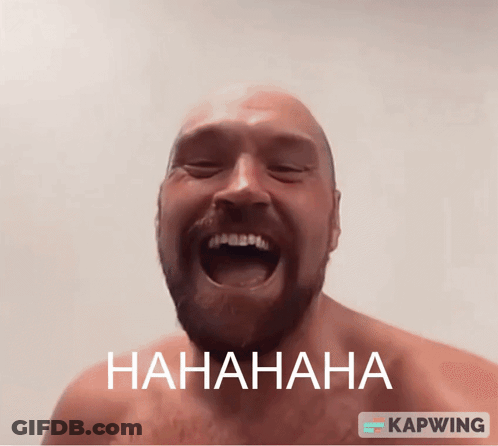 A Shirtless Man Is Laughing In Front Of A Caption That Says ' Hahahaha ' GIF