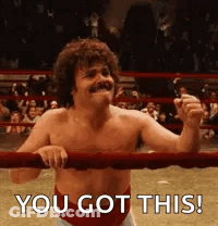 A Shirtless Man Is Standing In A Boxing Ring With The Words `` You Got This '' . GIF