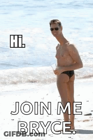 Shirtless Man On Beach Join Me Bryce GIF