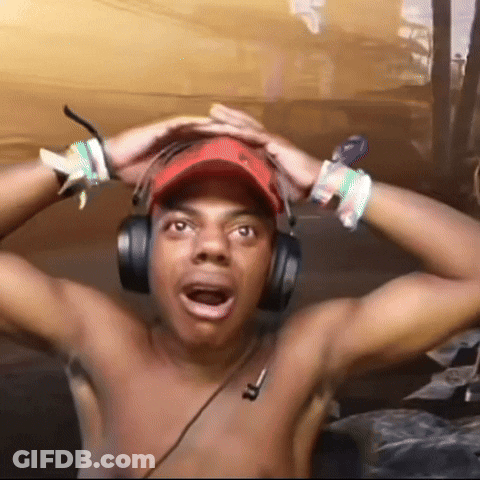 A Shirtless Man Wearing Headphones And A Red Hat With The Letter R On It GIF