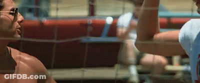 A Shirtless Man Wearing Sunglasses Stands Next To Another Shirtless Man Wearing Sunglasses GIF