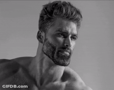 A Shirtless Man With A Beard And The Words Don 'T On His Chest . GIF