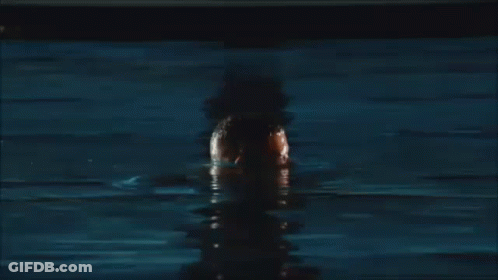 A Shirtless Man With A Beard Is Standing In A Body Of Water . GIF