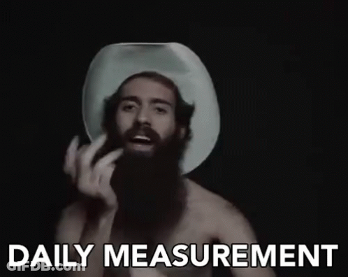 A Shirtless Man With A Beard Wearing A Cowboy Hat And The Words Daily Measurement Below Him GIF