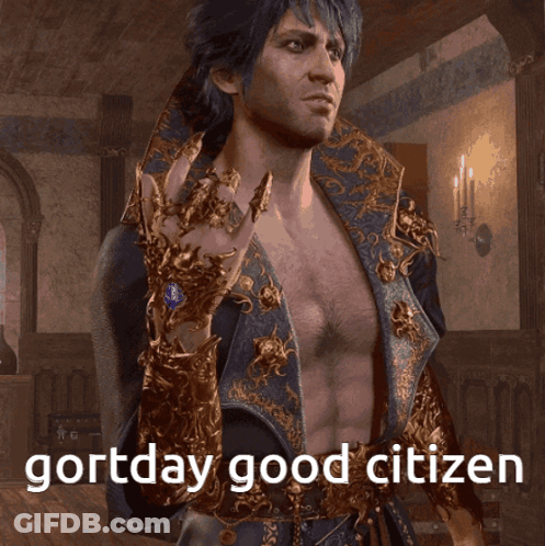Shirtless Man With Glove And Good Citizen Text GIF
