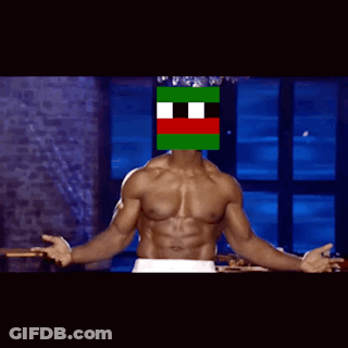 A Shirtless Man With A Green Red And White Pixelated Face GIF