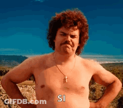 Man With Mustache And Cross Necklace Says Si GIF