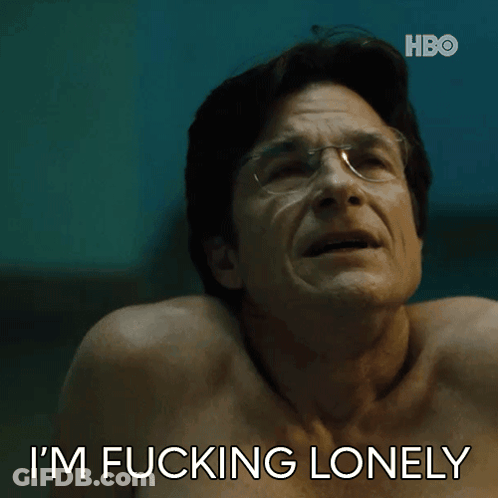 A Shirtless Man With Glasses And The Words I 'M Fucking Lonely Below Him GIF