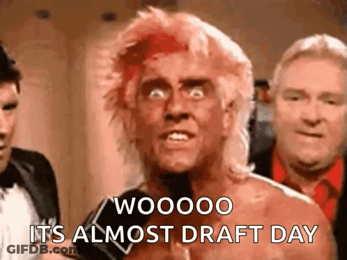 A Shirtless Man With Red Hair Is Talking About Draft Day GIF
