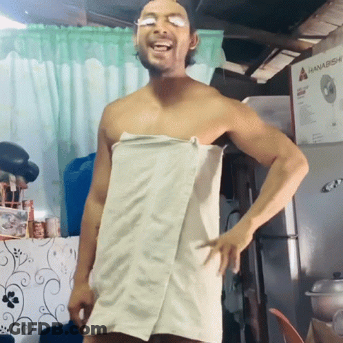 Shirtless Man Wrapped In Towel GIF