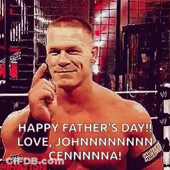 A Shirtless Wrestler Is Giving A Thumbs Up And Wishing His Father A Happy Father 'S Day GIF