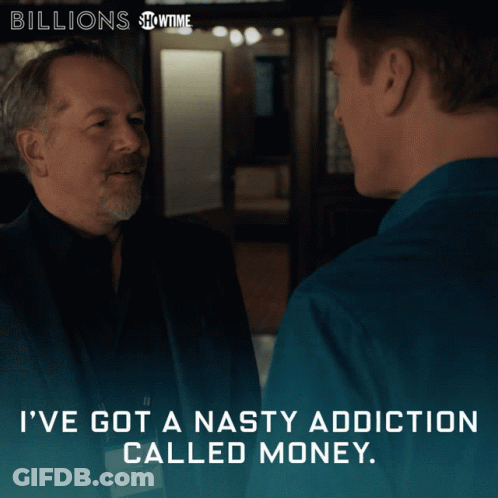 A Showtime Ad For Billions Shows Two Men Talking GIF