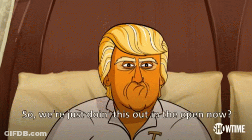 A Showtime Cartoon Of Donald Trump Laying On A Bed GIF