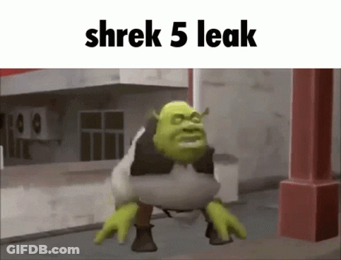 A Shrek 5 Leak Meme With Shrek Standing On The Street GIF