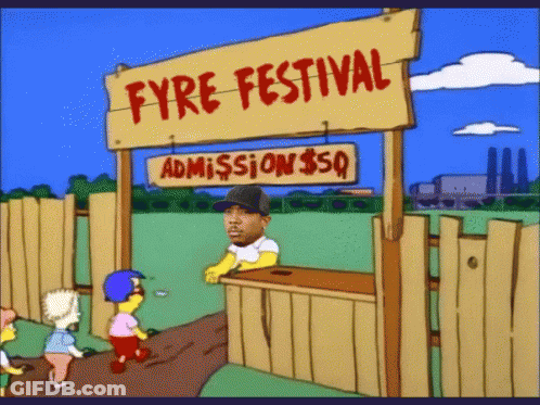 A Sign For The Fyre Festival Admission $ 50 GIF