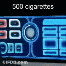A Sign That Says 500 Cigarettes On It In White Letters GIF