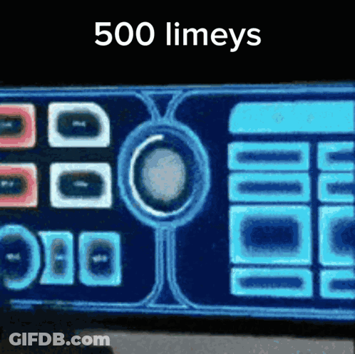 A Sign That Says 500 Limeys With A Blue Background GIF