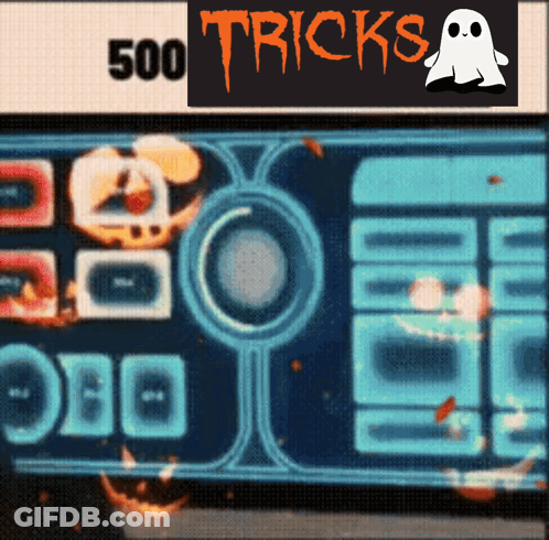 A Sign That Says 500 Tricks With A Ghost In The Corner GIF