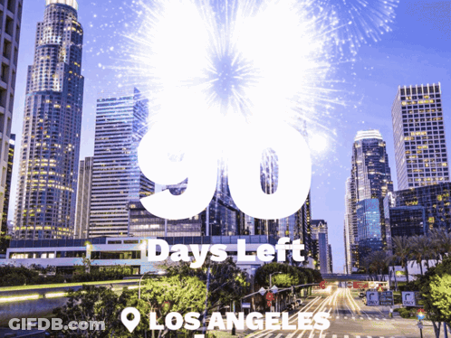 A Sign That Says 90 Days Left In Front Of A City GIF