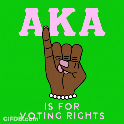 A Sign That Says Aka Is For Voting Rights With A Hand Pointing Up GIF