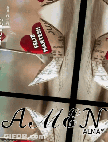 A Sign That Says Amen Alma On It With Hearts GIF