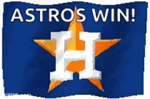 A Sign That Says Astros Win With A Star And The Letter H GIF