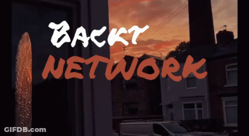 A Sign That Says Backt Network In Orange Letters GIF