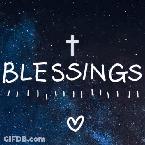A Sign That Says Blessings With A Cross On Top GIF