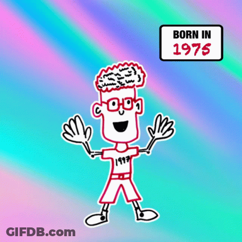 A Sign That Says Born In 1997 With A Cartoon Character On It GIF