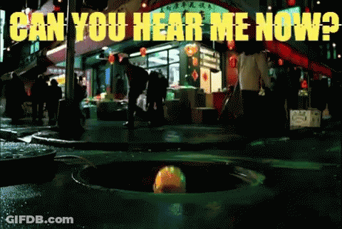 A Sign That Says " Can You Hear Me Now " In Yellow GIF