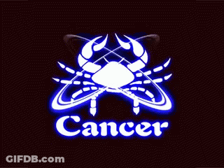 A Sign That Says Cancer With A Crab In The Middle GIF