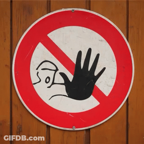 A Sign That Says Caution On It With A Mouse In The Circle GIF