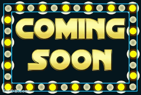 A Sign That Says ' Coming Soon ' In Gold Letters GIF