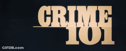 A Sign That Says Crime 101 On A Dark Background GIF