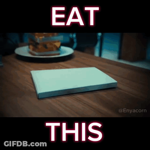 A Sign That Says " Eat This " On It GIF