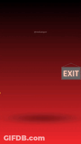 A Sign That Says Exit Hangs Above A Lion GIF