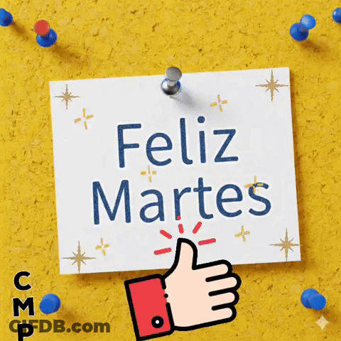 A Sign That Says Feliz Martes Is Pinned To A Yellow Wall . GIF